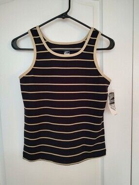 Tail Tech Performance Striped Tank Top with Contrast Trim - Black & Gold